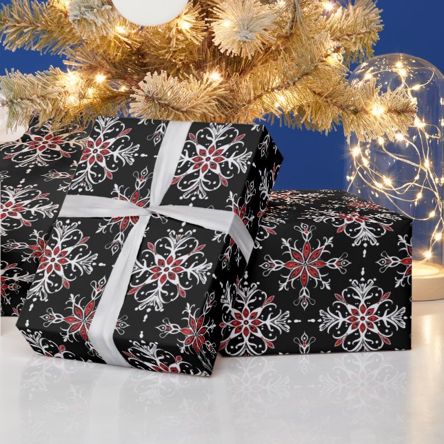 Gothic Spooky Christmas snowflakes Wrapping Paper (Holidays)