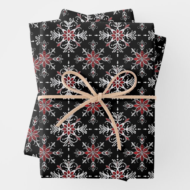 Gothic Spooky Christmas snowflakes Wrapping Paper Sheets (In situ)