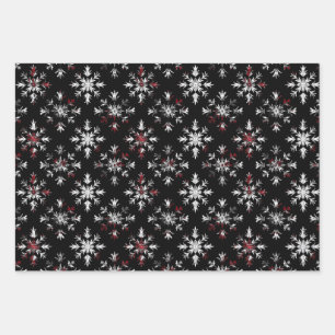 Gothic Spooky Christmas snowflakes Wrapping Paper Sheets