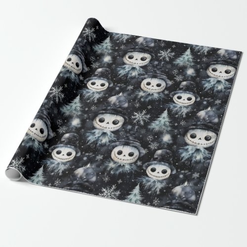 Gothic Spooky Christmas Snowman Wrapping Paper