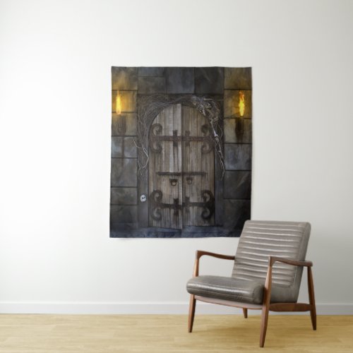 Gothic Spooky Door Medium Wall Tapestry