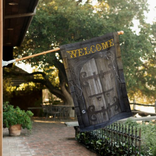 Gothic Spooky Door Welcome House Flag