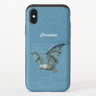 Gothic Spooky Flying Blue Bat White Face iPhone X Slider Case