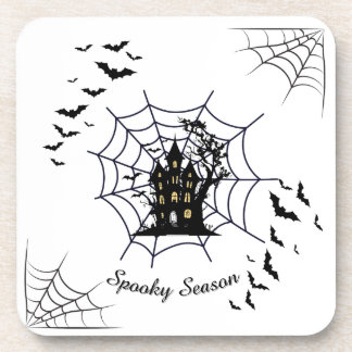 Gothic Spooky Halloween Haunted House Throw Pillow Beverage Coaster