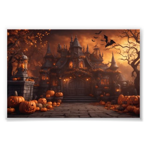 Gothic Spooky Halloween House Scary Mansion Photo Print