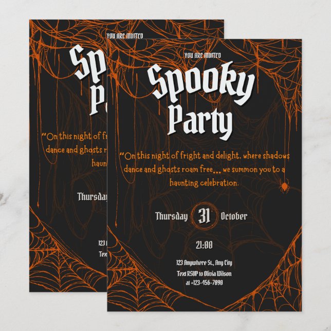 Gothic Spooky Halloween Party Invite (Front/Back)