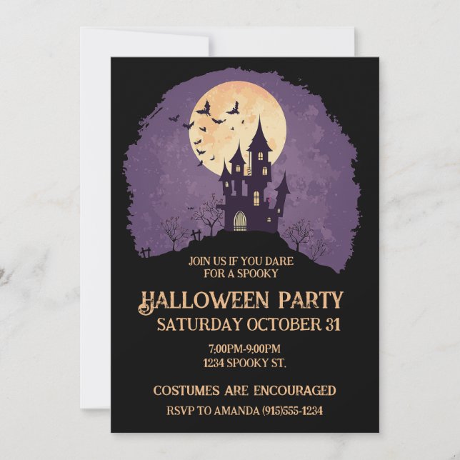 Gothic Spooky Haunted House Halloween Invitation (Front)