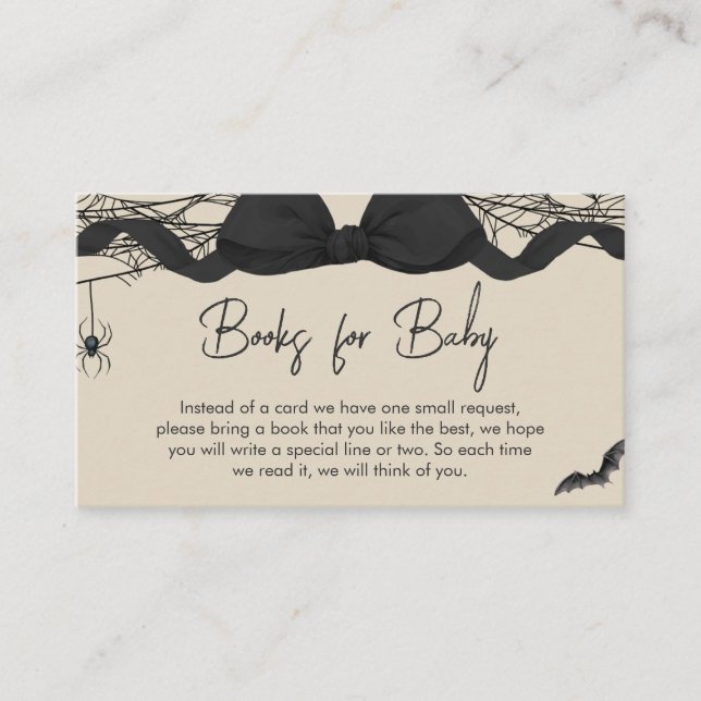 Gothic Spooky Little Boo Baby Shower Book for Baby Enclosure Card (Front)