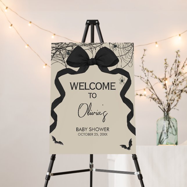 Gothic Spooky Little Boo Baby Shower Welcome Sign (In Situ (Stand))