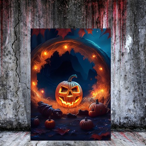  gothic spooky pumpkin  halloween invitation