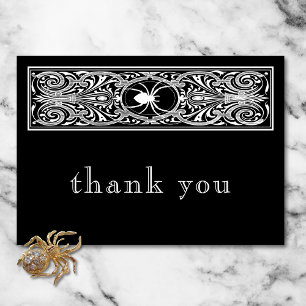 Gothic Spooky Spider Black White Wedding Thank You Card