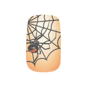 Gothic Spooky Spider Orange Halloween  Minx Nail Art