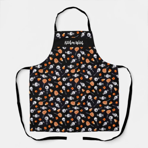 Gothic Spooky Trick or Treat Candy Kitchen Witch Apron