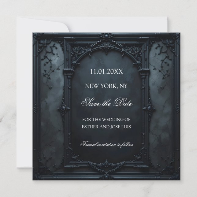 Gothic Square Frame Save The Date (Front)