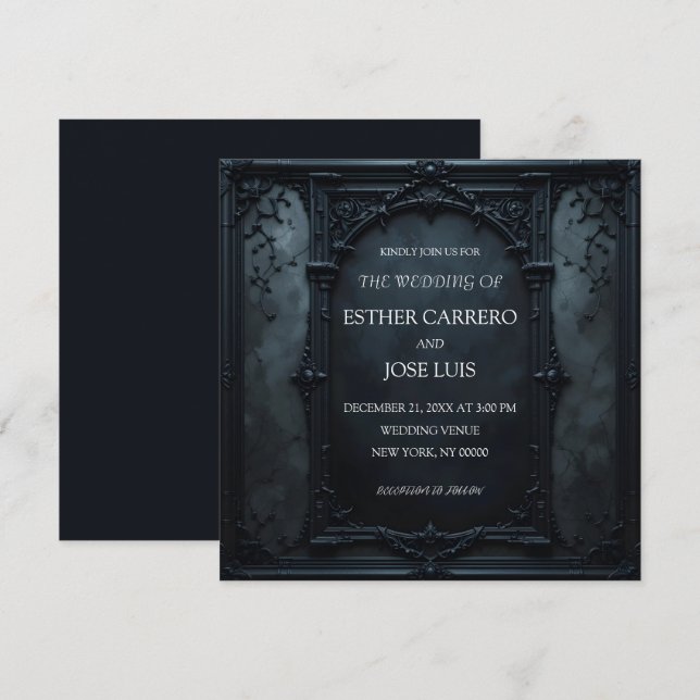 Gothic Square Frame Wedding Invitation (Front/Back)