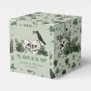 Gothic St. Patricks Day Floral Skull Irish Wedding Favor Boxes