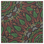 Gothic Stained Glass Leaves Mandala Pattern Fabric