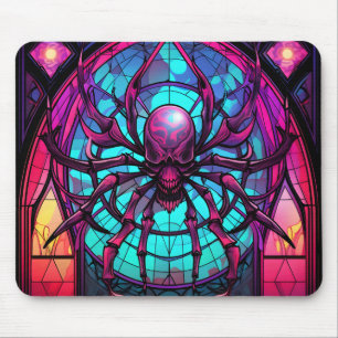 Gothic Stained Glass Skull Spider Mouse Pad