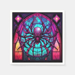 Gothic Stained Glass Skull Spider Napkins