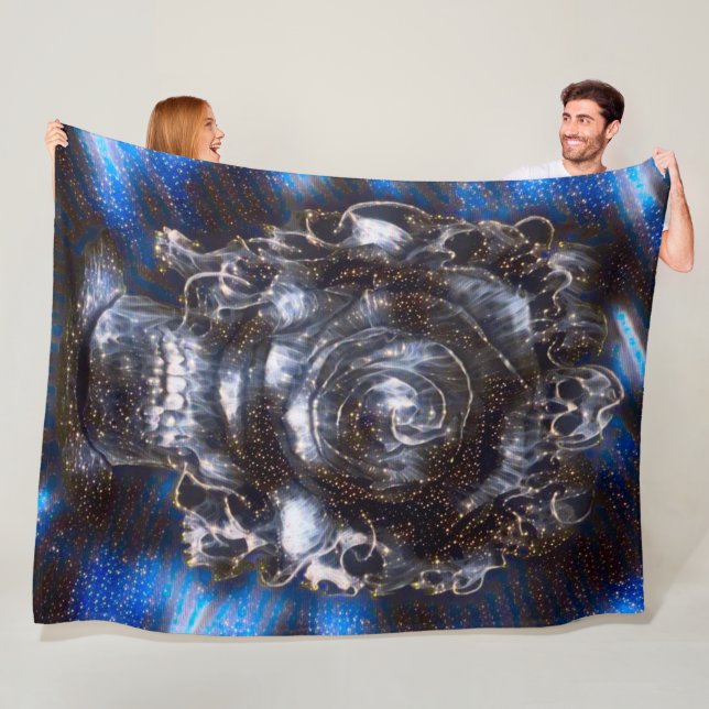 Gothic Starry Night Reaper Satin Airbrush Fantasy Fleece Blanket (In Situ)
