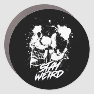 Gothic Stay Weird Skull Car Magnet