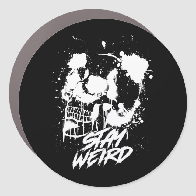 Gothic Stay Weird Skull Car Magnet (Front)