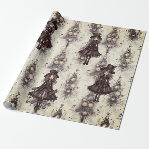 Gothic Steam Punk Alternative Christmas Fairy Wrapping Paper