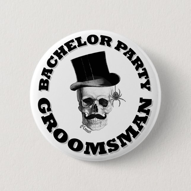 Gothic steampunk bachelor party button (Front)