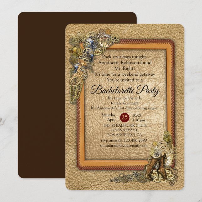 Gothic - Steampunk Bachelorette Party Invitation (Front/Back)