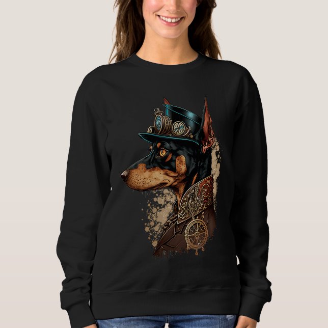 Gothic Steampunk Dobie minpin Doberman Pinscher Sweatshirt (Front)