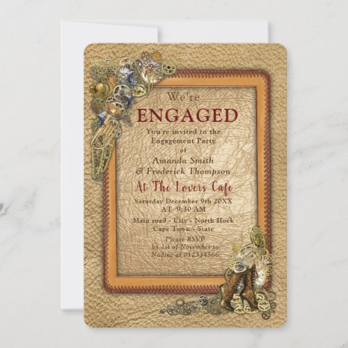 Gothic _ Steampunk Engagement Party Invitation