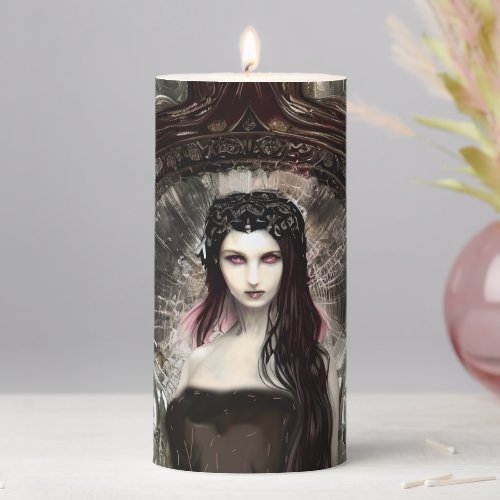 Gothic Steampunk Fallen Angel AI Art Pillar Candle
