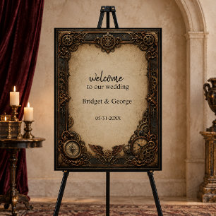 Gothic Steampunk Gear Clock Wedding welcome Foam Board