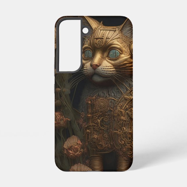 Gothic Steampunk Gold Cat Samsung Galaxy Case (Back)