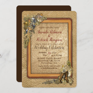 Gothic - Steampunk handcrafted Wedding Invitation