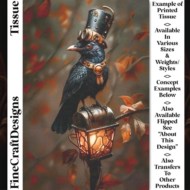 Gothic Steampunk Raven, Lantern, DC2L Decoupage Tissue Paper (Creator Uploaded)