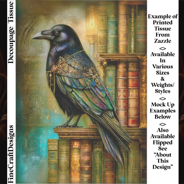 Gothic/Steampunk Raven With Antique Books ET5L Tissue Paper (Creator Uploaded)
