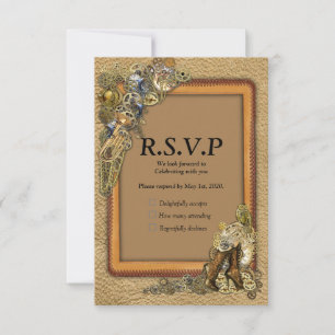 Gothic  - Steampunk RSVP - Leather Craft Frame Card