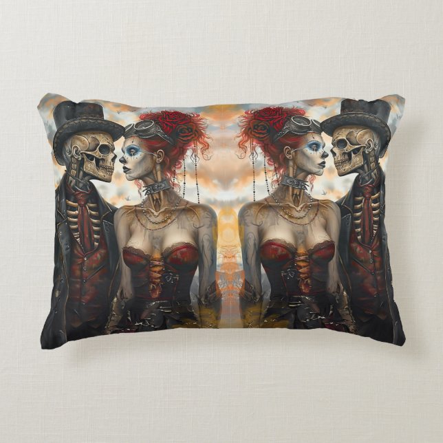 Gothic Steampunk Skeleton Couple  Accent Pillow (Front)