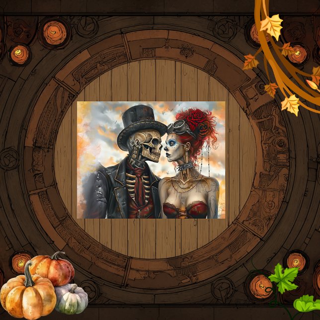 Gothic Steampunk Skeleton Couple Eternally Yours  Outdoor Rug (Creator Uploaded)