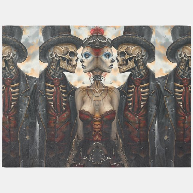 Gothic Steampunk Skeleton Couple  Outdoor Rug (Front)