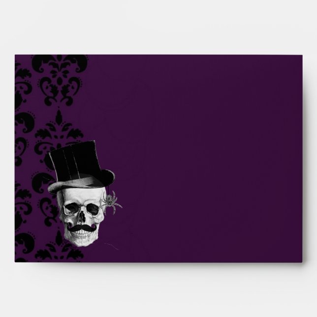 Gothic steampunk skull and damask envelope (Front)