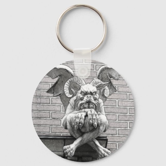 Gothic Stone Gargoyle Fantasy Creature Statue Keychain (Front)