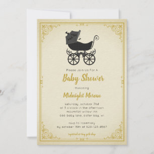 Gothic Stroller Bat Baby Shower Invitation