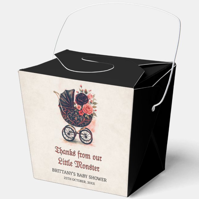 Gothic Stroller Halloween Baby Shower Favor Boxes (Front)