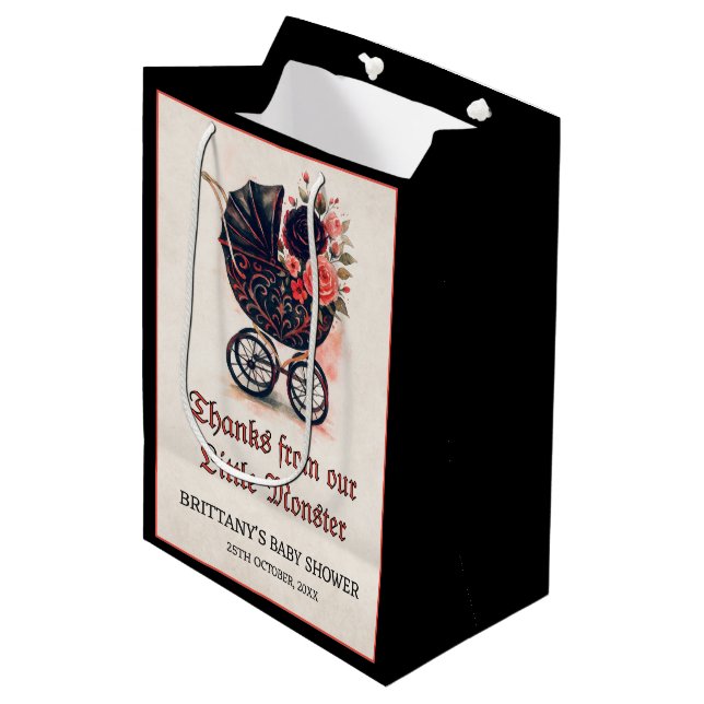 Gothic Stroller Halloween Baby Shower  Medium Gift Bag (Front Angled)