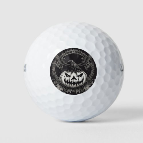 Gothic style angry curved pumpkin golf balls