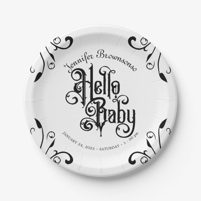 Gothic Style Baby Shower Paper Plates