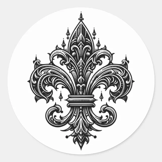 Gothic Style Fleur De Lis Classic Round Sticker Zazzle