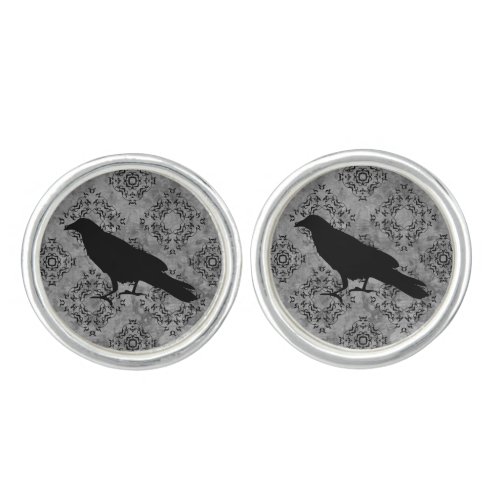 Gothic style raven cufflinks